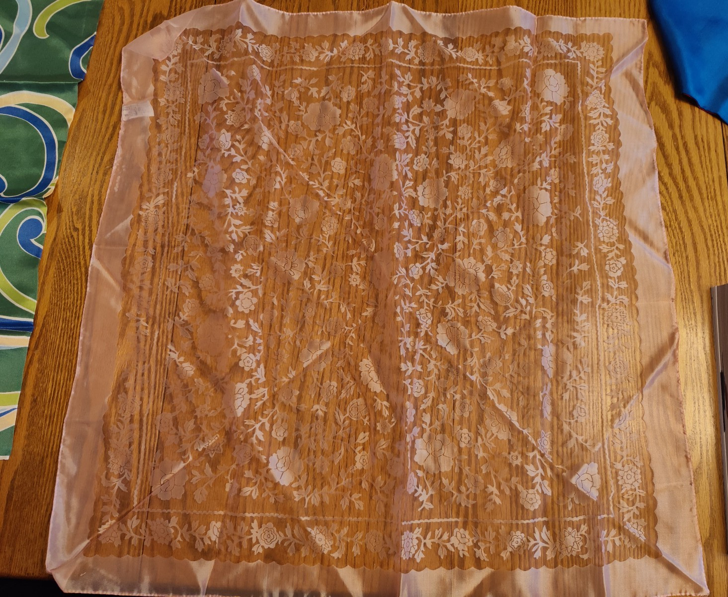 Vintage Lot Of 6 Floral Square Oblong Scarves Rayon, Acetate, Nylon Estate