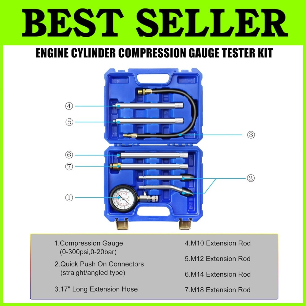 Cylinder Compression Tester with Extensions