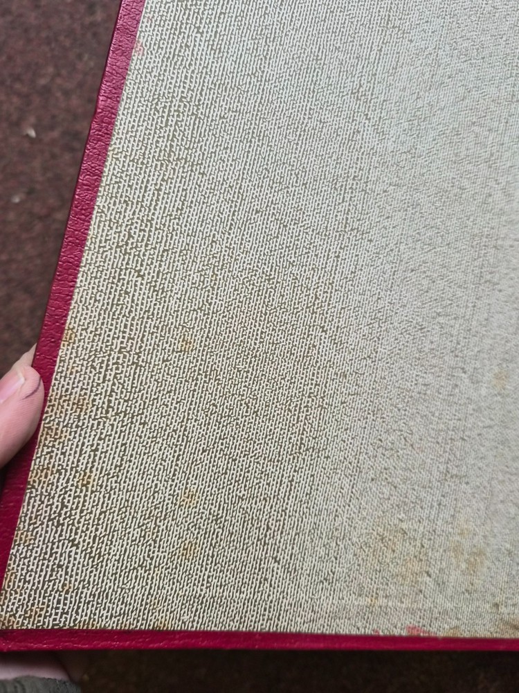 Vintage 1960's Red spring back Stamp Album with black leaves with interleaving