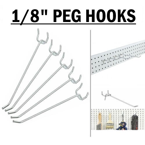 PEG HOOKS  (25 50 200 PACK)  2" 4" 6" 8" Straight Board Shelving 1/8"  Steel