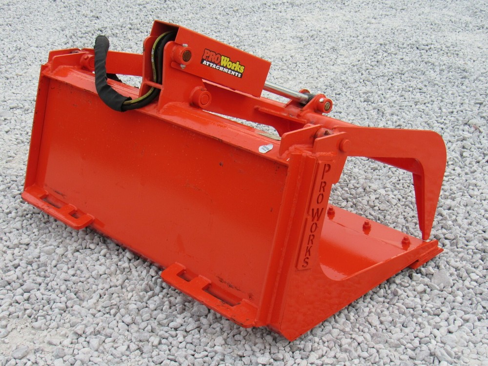 48" Solid Bottom Bucket Grapple Attachment Fits Skid Steer Quick Attach Kubota