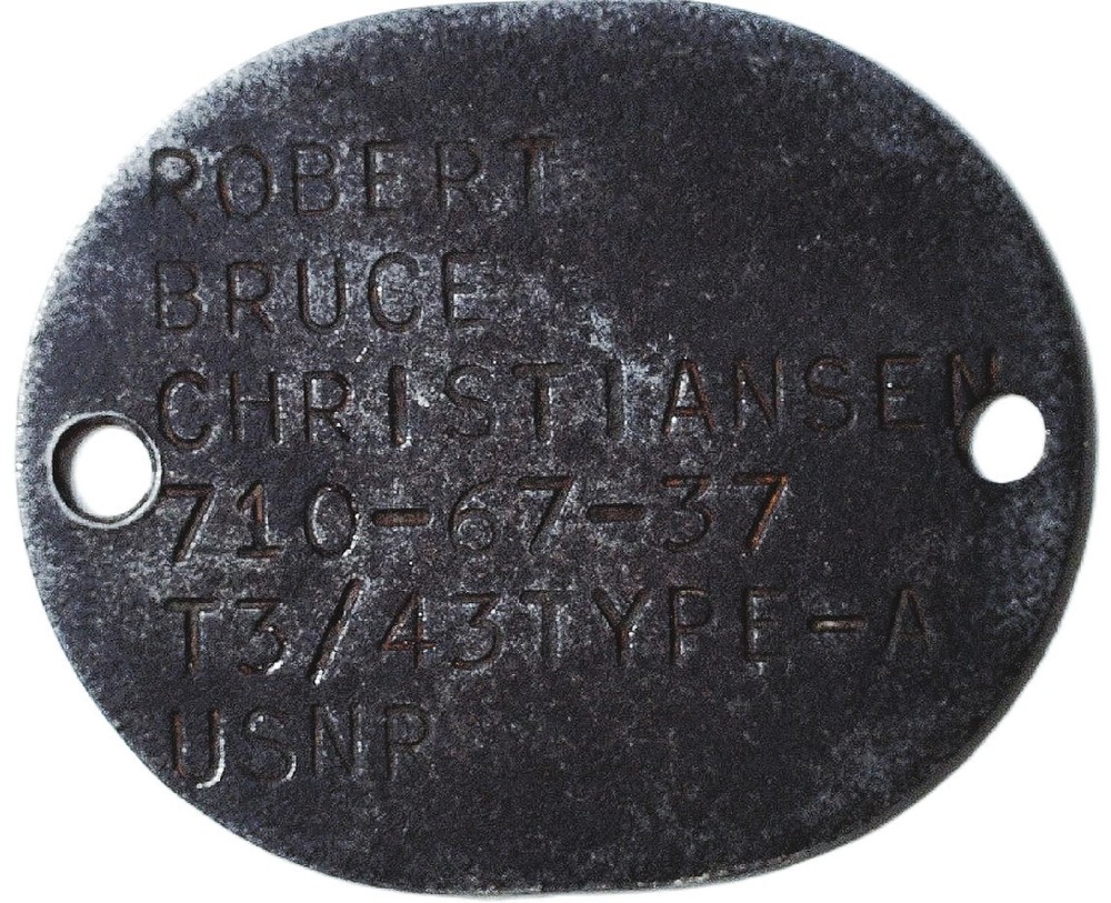 MILITARY DOG TAG - ROBERT BRUCE CHRISTIANSEN - USNR - EC 9167