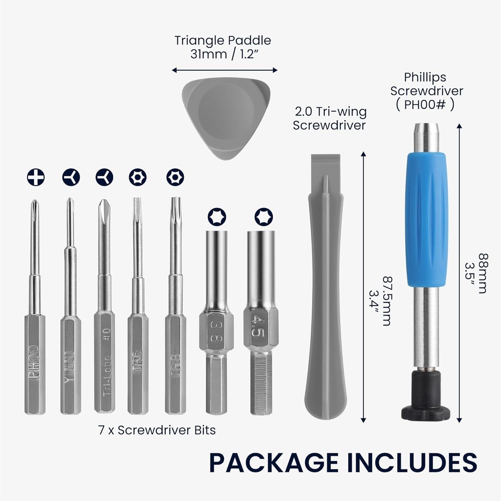 Precision Triwing Screwdriver Toolkit Game Console Mods Gamebit 3.8mm/4.5mm 68g