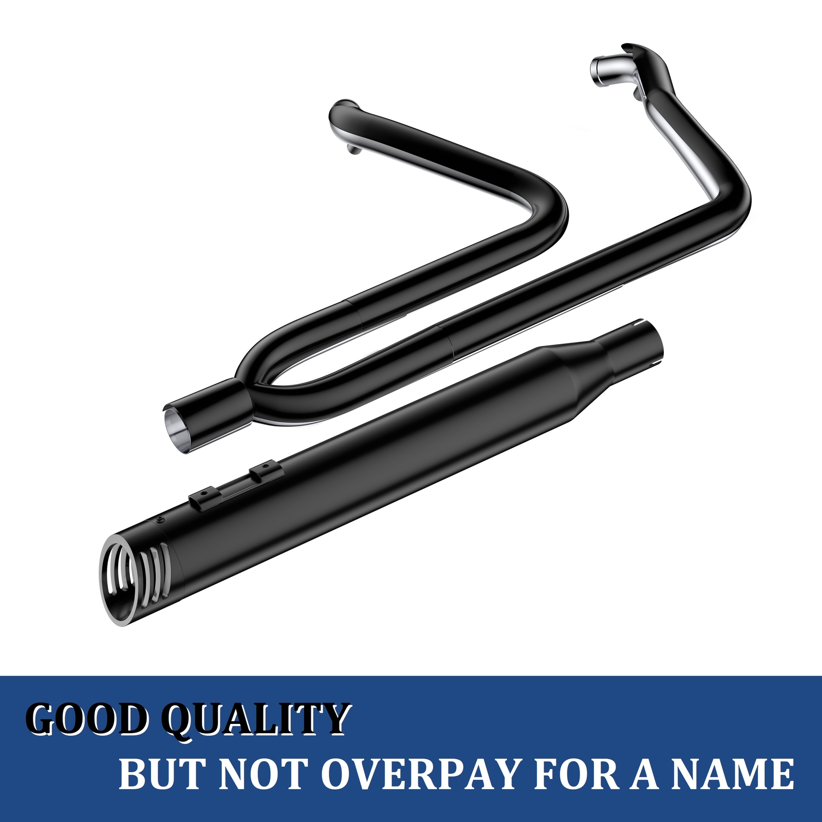 Pro 2 into 1 Black Exhaust Pipe w/ 4" Muffler Fit 1995-2016 Harley Touring