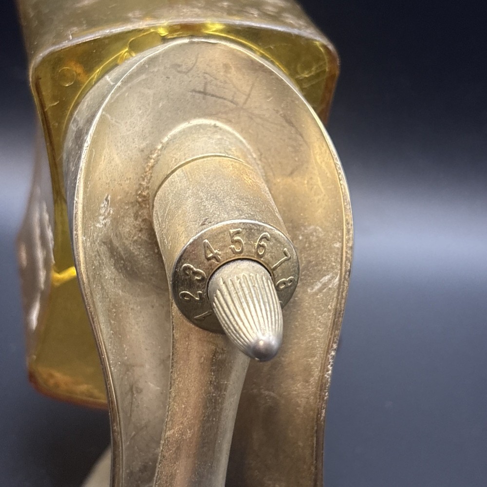FUTURAMIC PENCIL SHARPENER Wall or Desk Mount Amber Brass