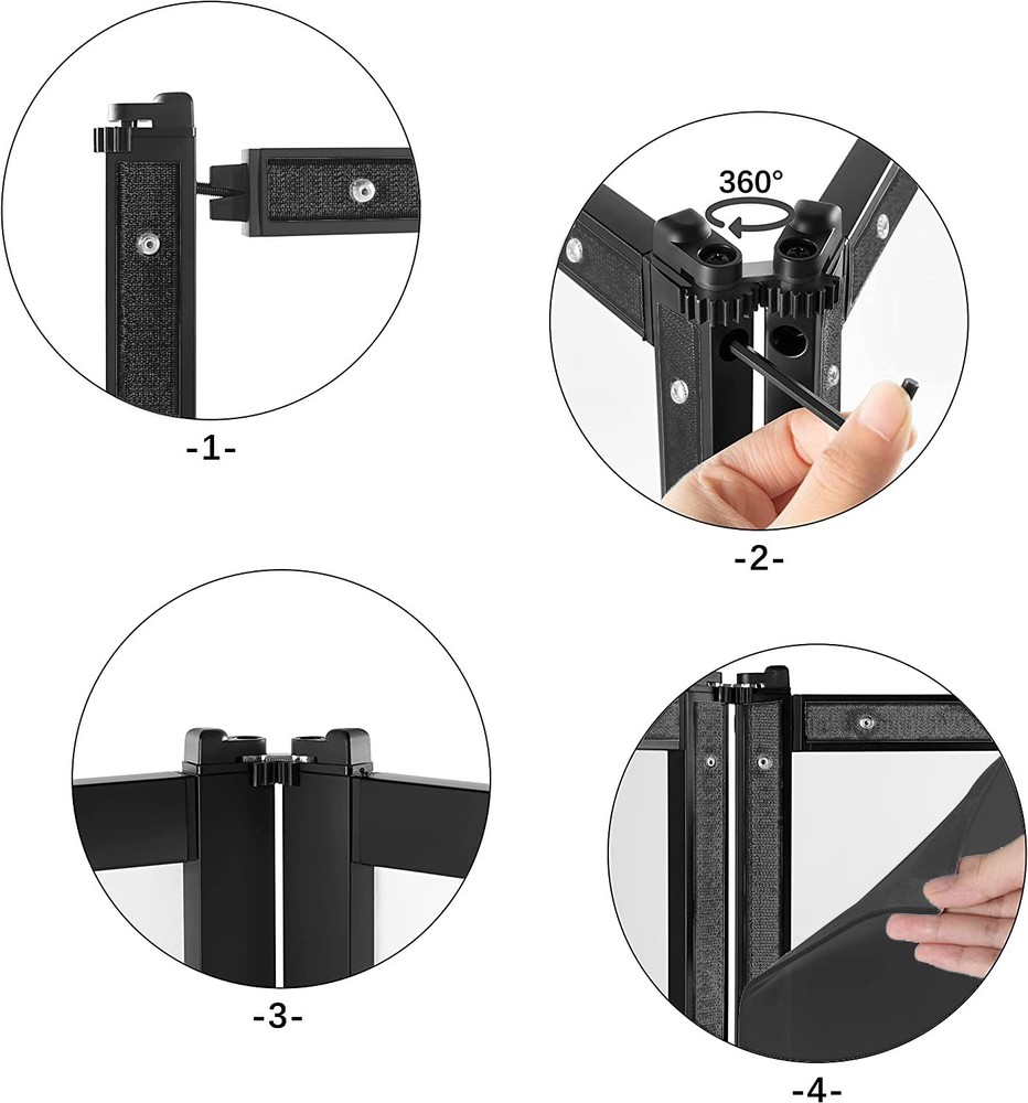 PRORECK 4 Panel DJ Facade Event Booth Portable Foldable Screen Black with Scrim