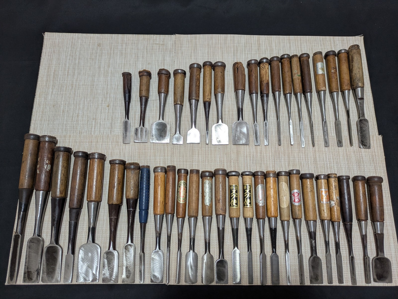 Japanese Chisel Nomi Carpenter Tool Set of 44 Hand Tool wood working R3376