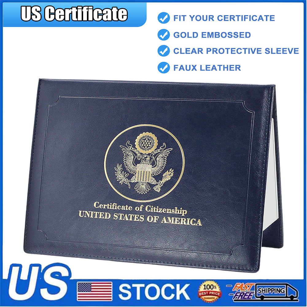 US Citizenship Certificate Holder Naturalization Padded Leatherette Cover