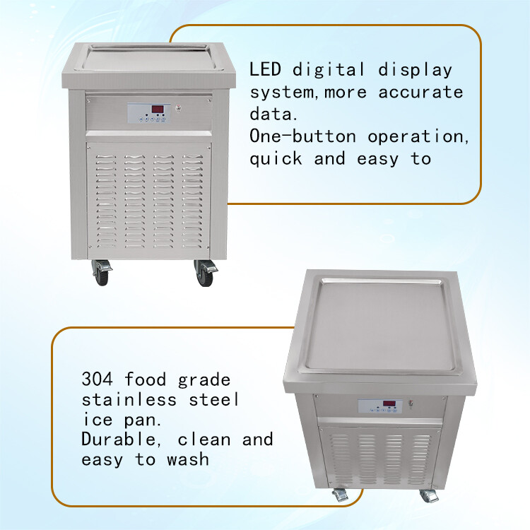 Kolice Commercial Fry Ice Cream Roll Machine-ETL,21"x21" Square Pan,Auto Defrost