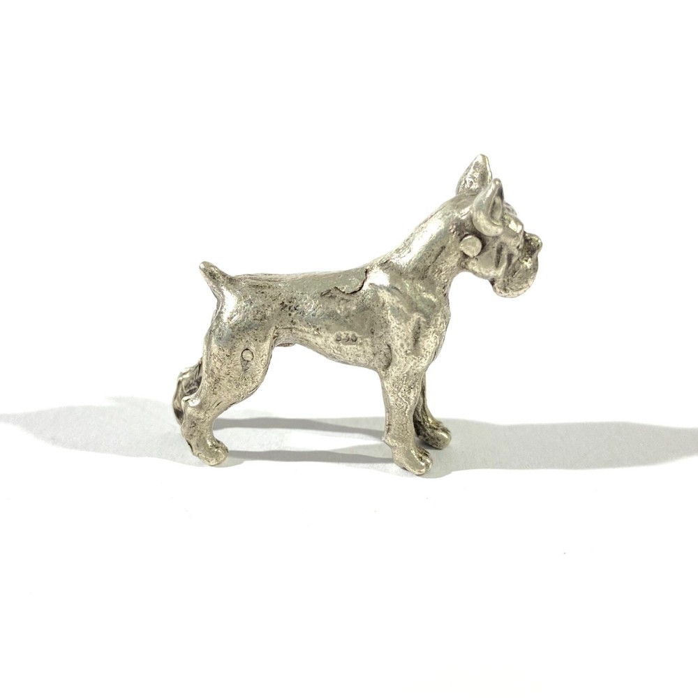 vintage solid silver boxer miniature , hallmarked figurine