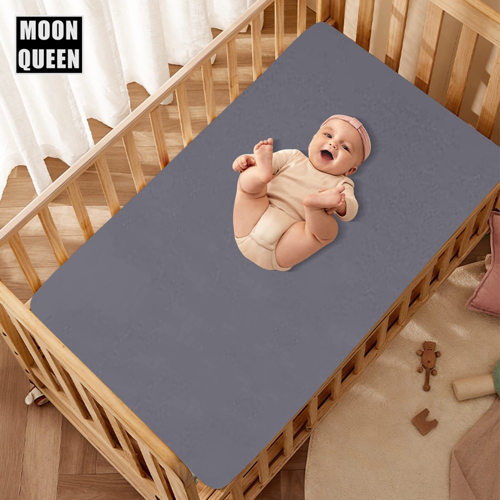 MOONQUEEN 2-Pack Baby Fitted Crib Sheets - Soft Breathable Standard, Grey