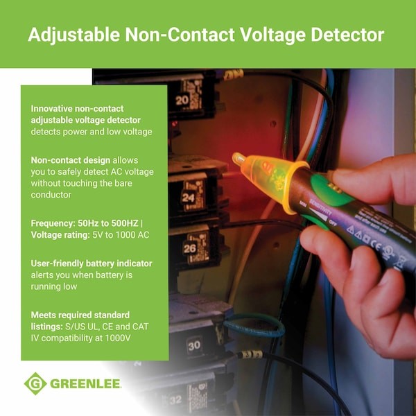 Greenlee Gt-16 Voltage Detector, 5 To 1000Vac, 5 In. L