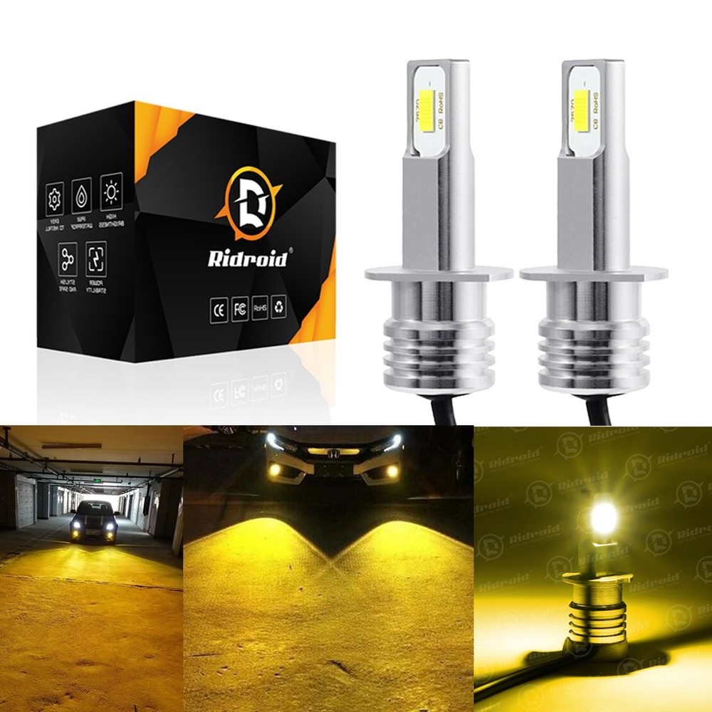H1 LED Headlight Super Bright Bulb Kit 3000K Yellow 330000LM High Low Beam Light