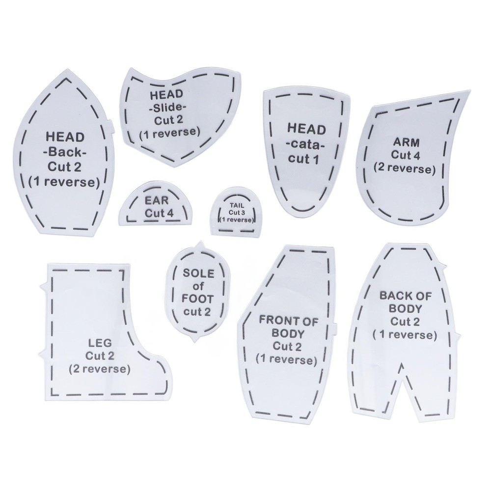 10 Pcs Memory Bear Sewing Patterns Template, Memory Bear Acrylic Template Rul...