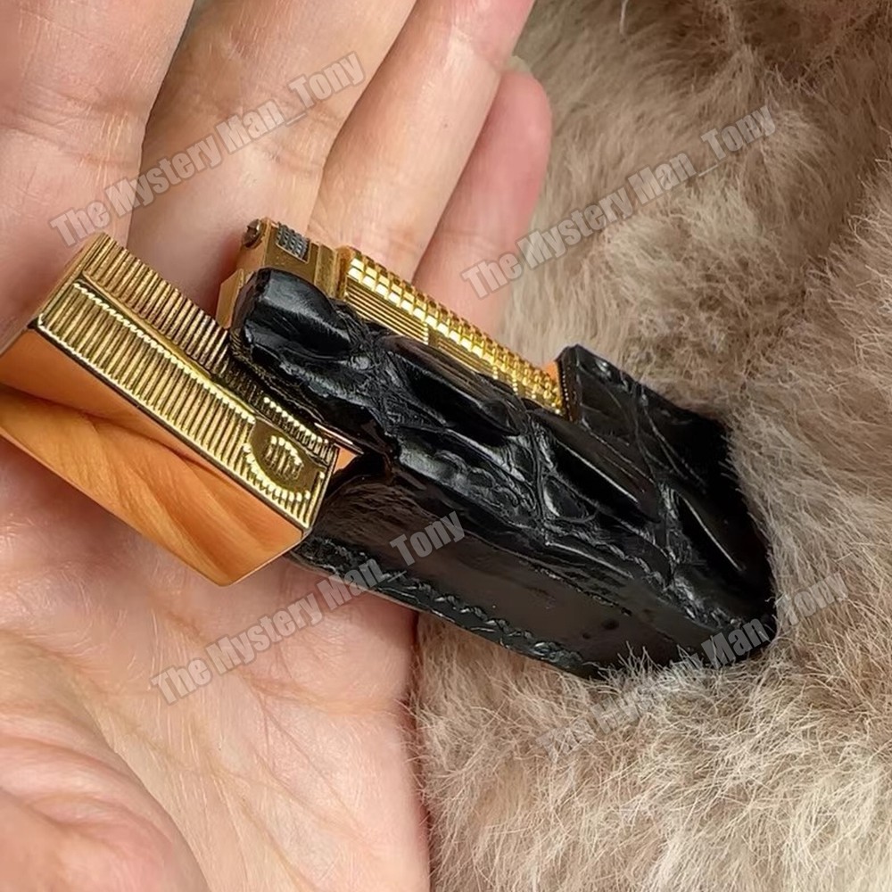 Black Crocodile Leather Lighters Protective Case for for Dunhill Lighter