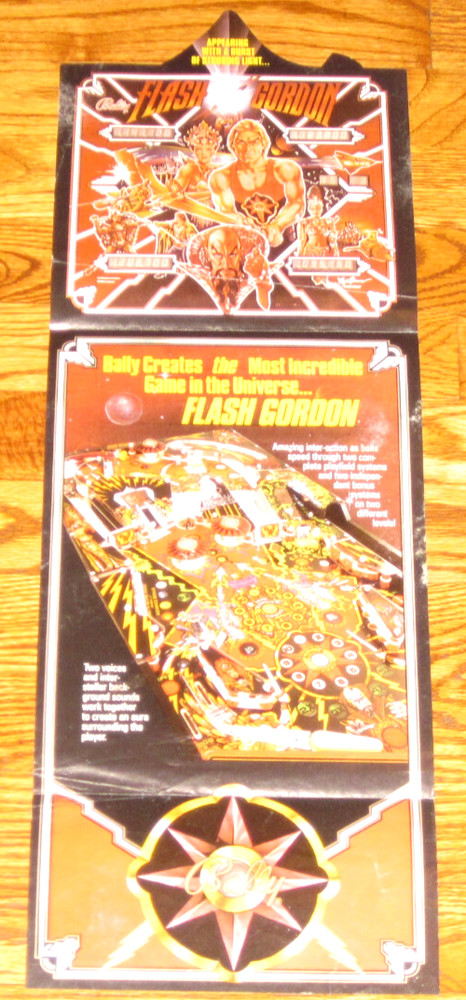 Flash Gordon Bally Pinball Flyer / Brochure/ Ad - Foldout
