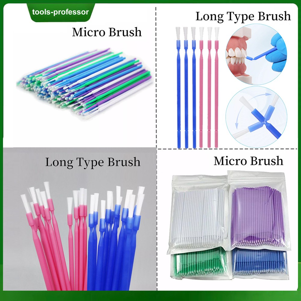 100Pcs Dental Disposable Bendable Micro Brush Applicator/Long Type/Taper Brush