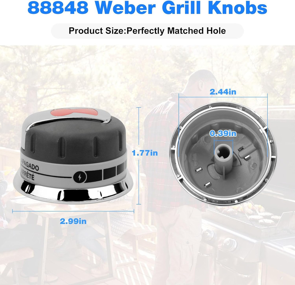 Grill Control Knobs Replacement for Weber 88848 Genesis 300 Series BBQ 2011-2016
