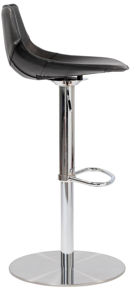 Rudy Black Leather Adjustable Swivel Stool