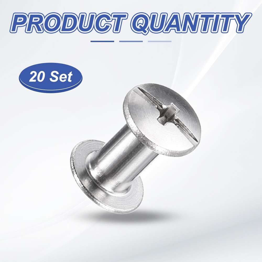 20set Phillips Chicago Screw M4x8mm Binding Post Screw, Silver