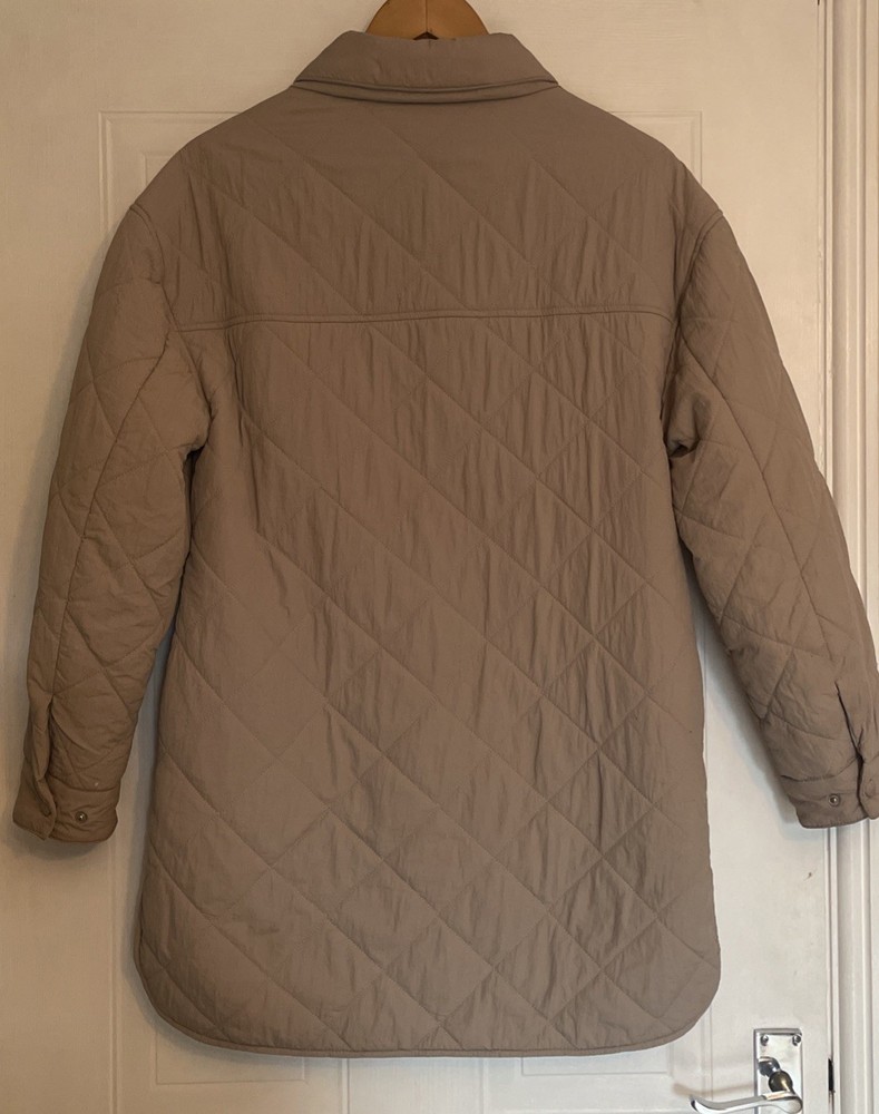 M&S Fawn Textured Quilted Collared Shacket Jacket Size 8
