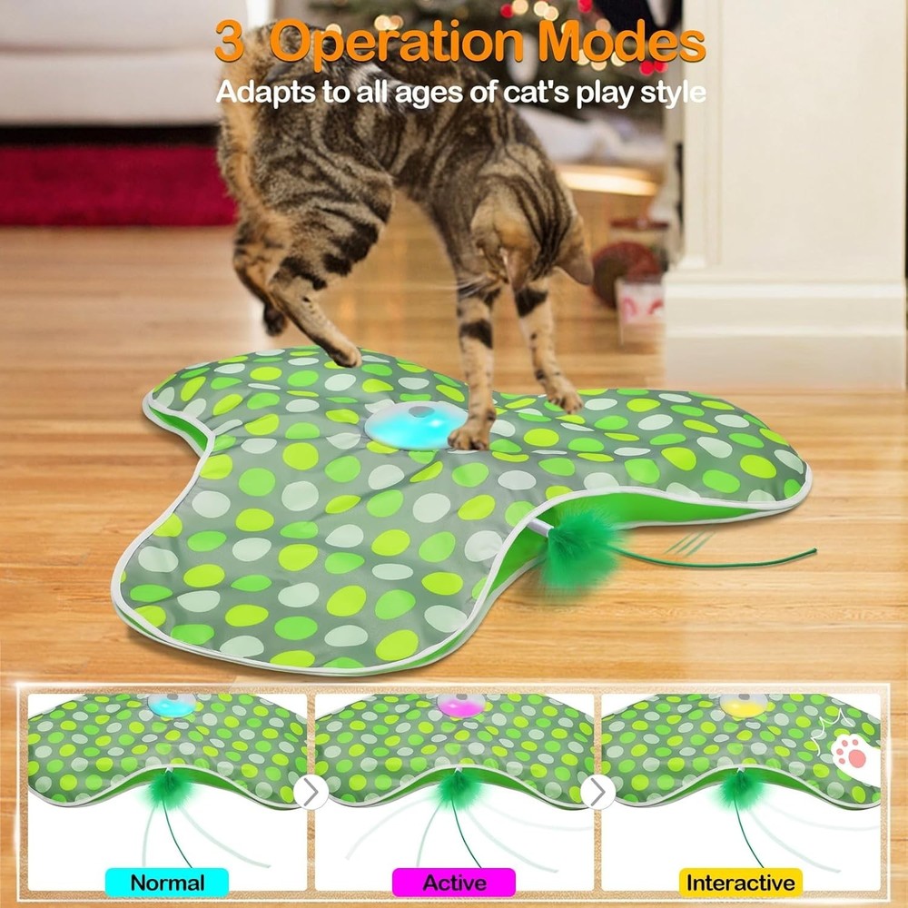 Motion Activated Moving Feather USB Rechargeable Interactive Cat Toy Automatic