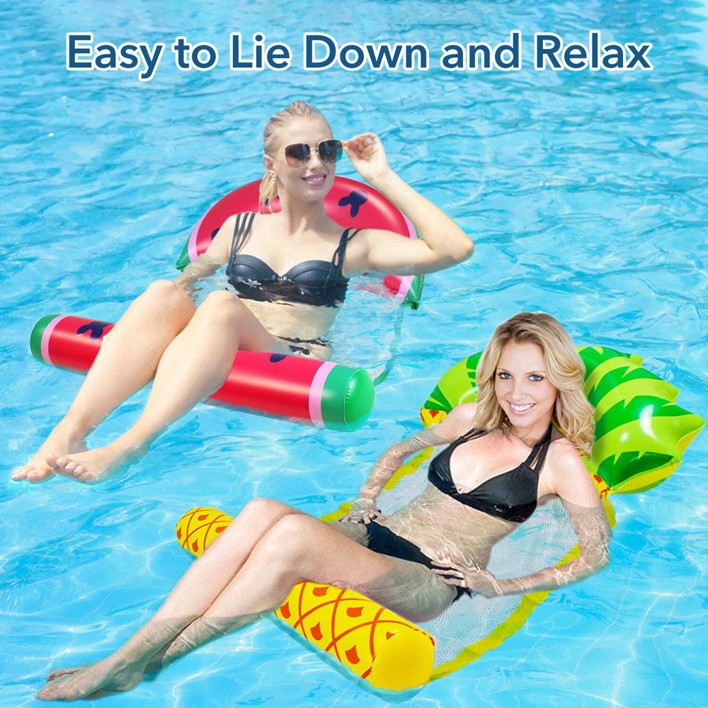 HBN Fruit Inflatable Pool Hammock Float, 2 Pack Water Lounges, Multi-Purpose