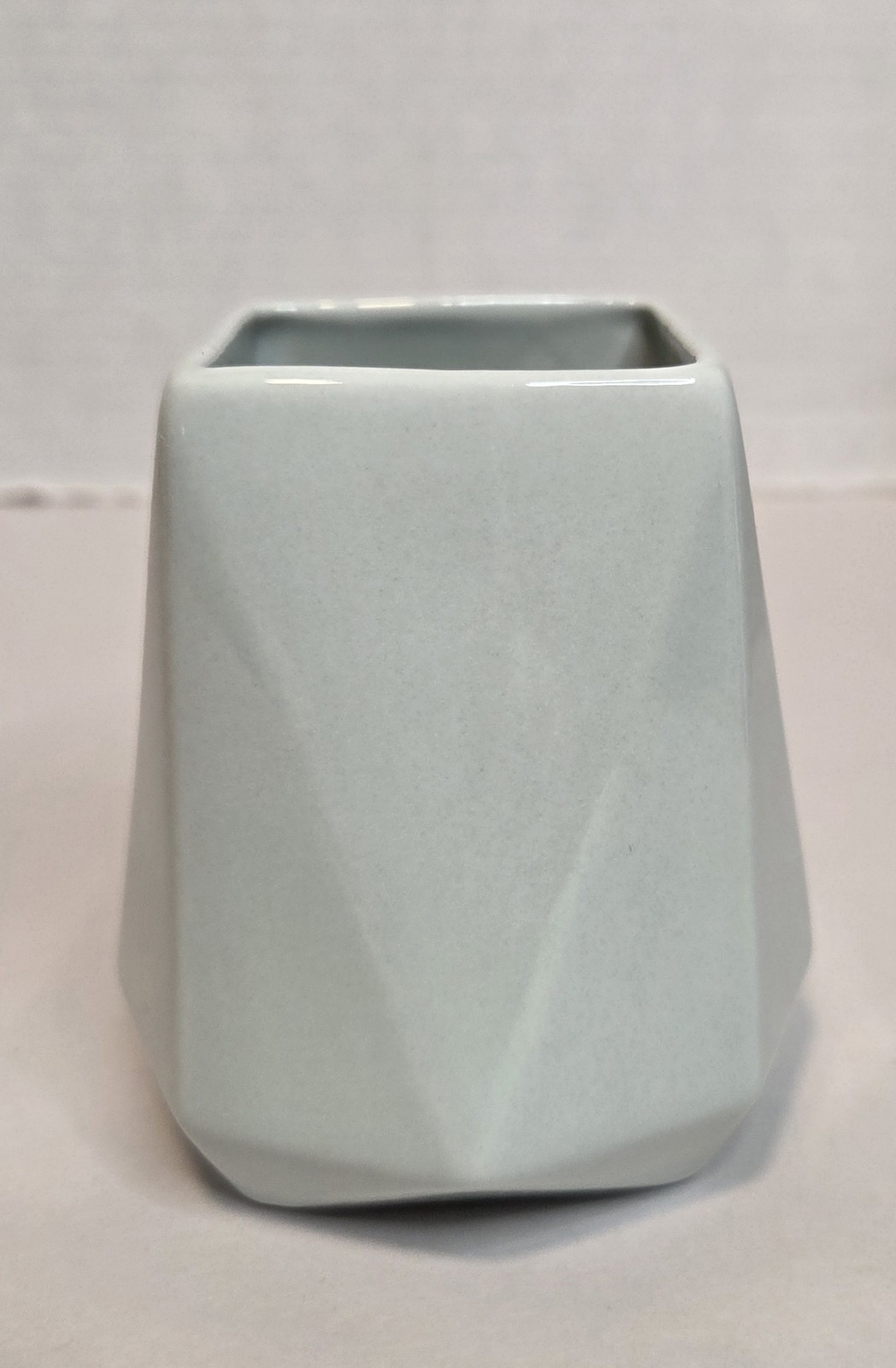West Elm Faceted Vase Planter Small Water Street Ceramic Pale Blue