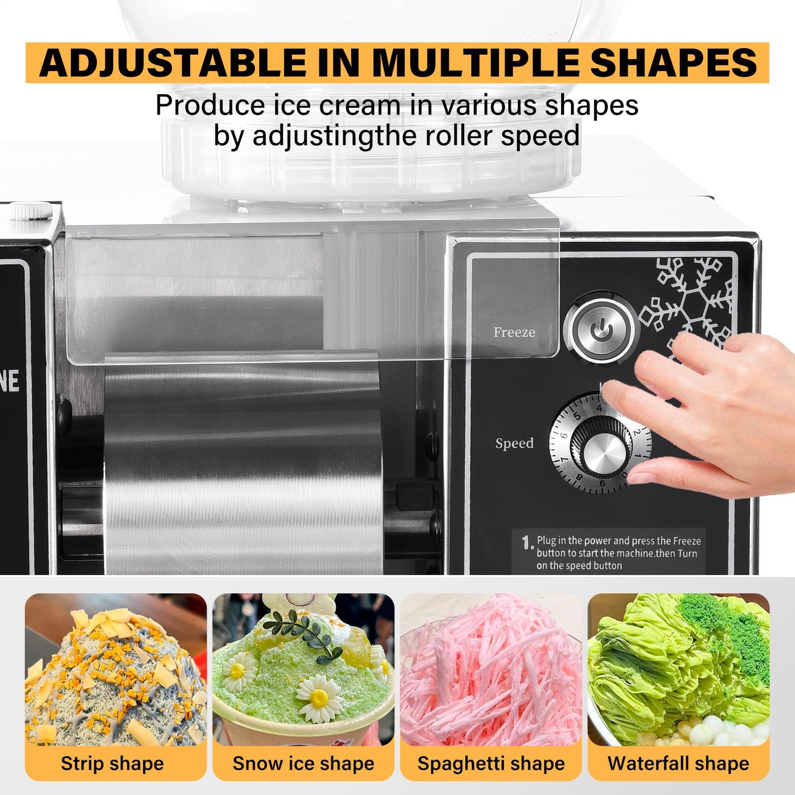 New Commercial Snowflake Ice Machine, Snow Cone Machine, Ice Shaver Slush Maker-