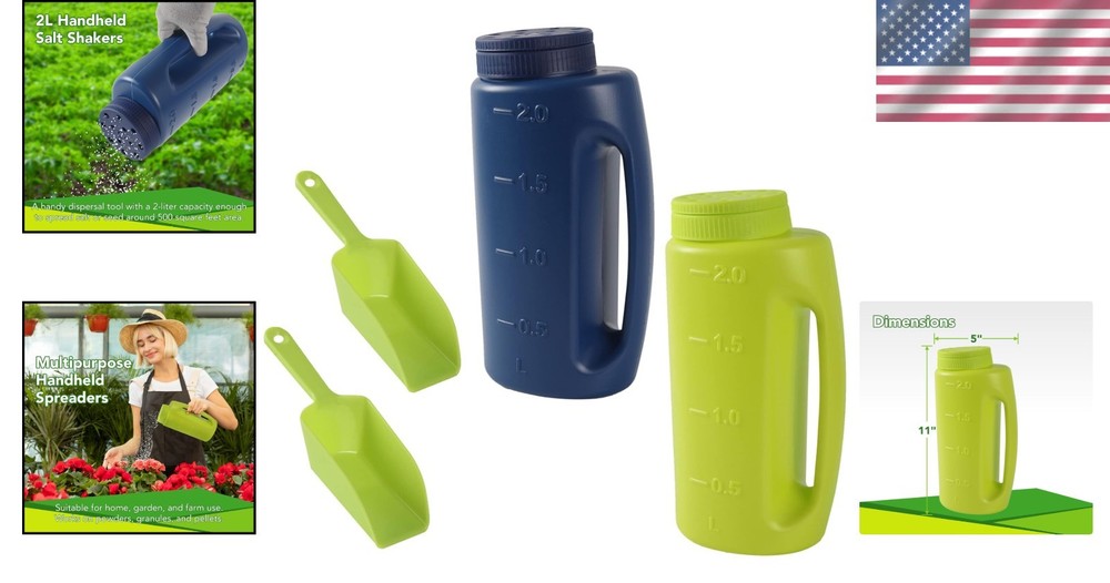 Versatile 2-Set Handheld Spreaders 2L for Seeds, Salt, & Fertilizer - Adjustable
