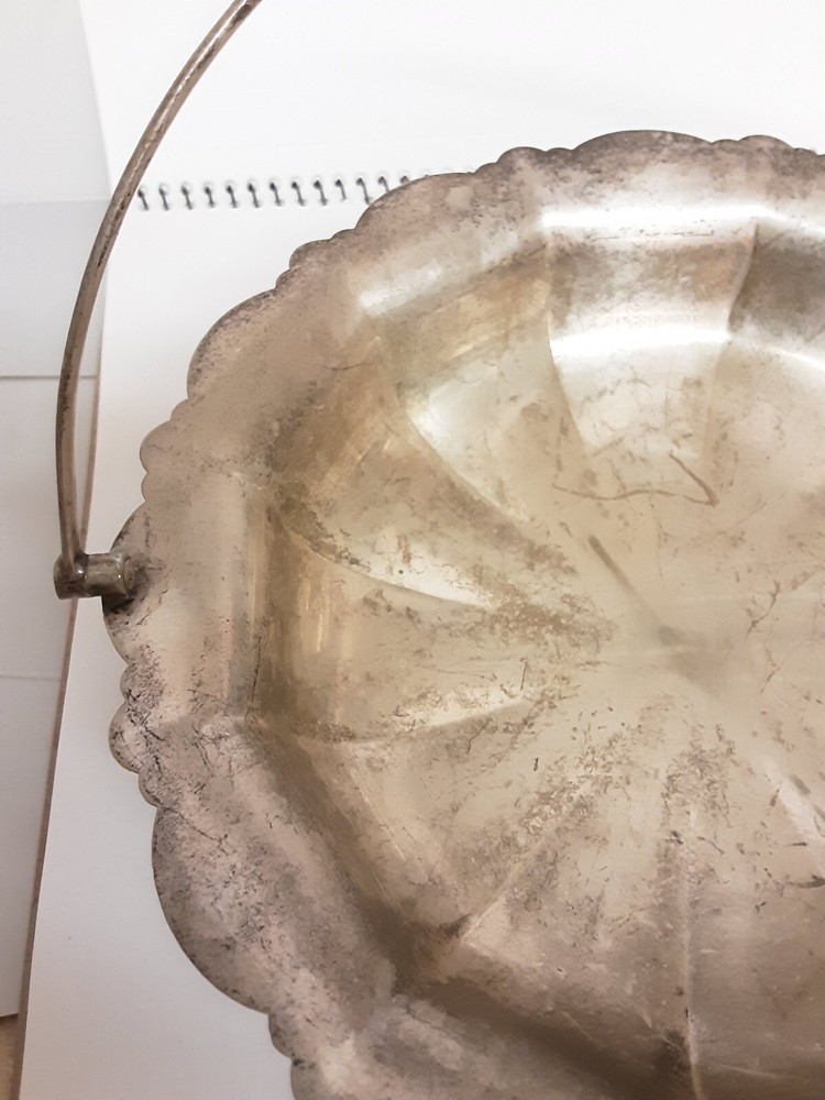Silver Plated Serving Bowl Bread Sweets With Handle A/F
