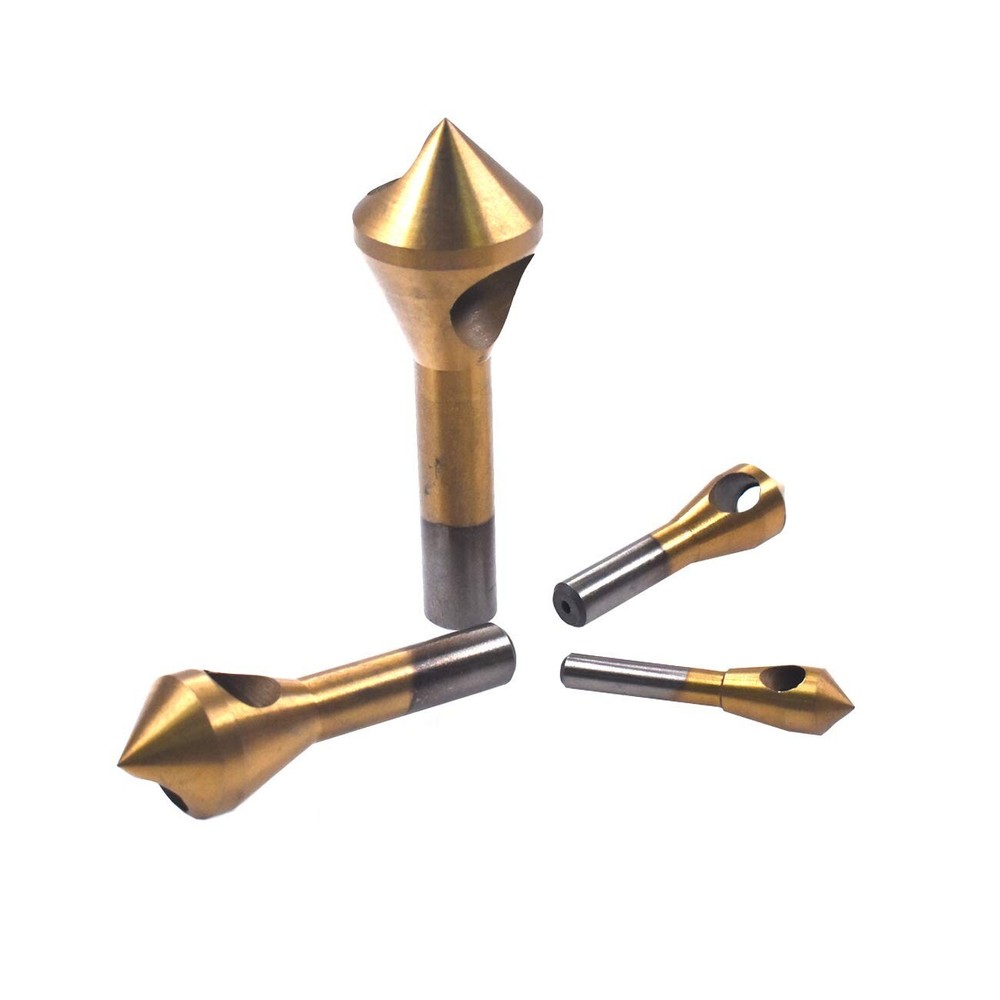 4Pcs Chamfer Countersink Deburring Drill Bits Set Cutting Metal Tool