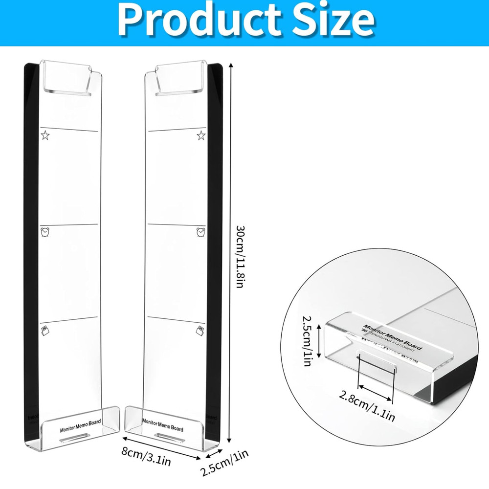 Monitor Memo Board, 2 PCS Multifunction Sticky Note Holder for Computer Screen