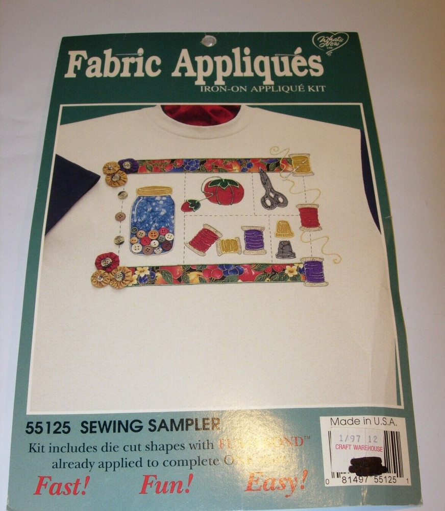 IRON ON APPLIQUE KIT TRANSFER FABRIC PATTERN DESIGN sewing sampler 55125