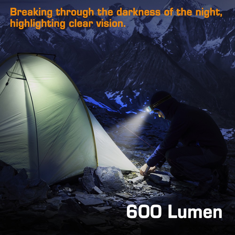 EverBrite RechargeableHeadlamp-Blue 600Lumen 4Mode Motion Sensor&Memory Function