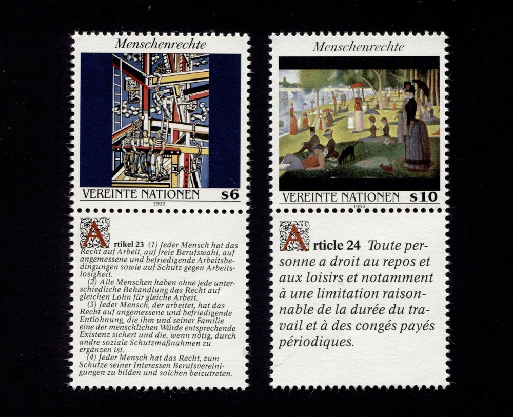 OPC UN 1992 Human Rights Set Vienna Sc#139-140 MNH