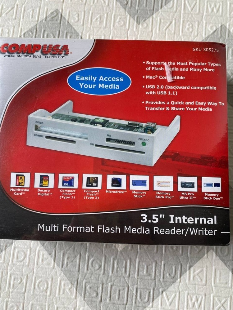 Comp USA 3.5" Bay Mounted 9 in 1 Multi Format Flash Media Reader Writer
