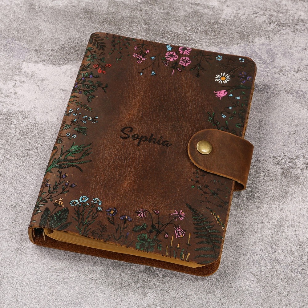 Leather A5 binder planner, Personalized leather journal notebook, leather gift