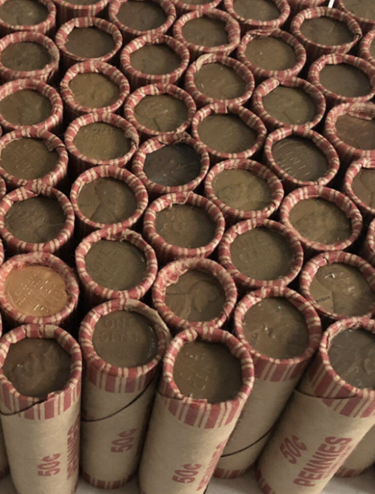 Two (2) Rolls Of Wheat Pennies. Unsearched!! 1909-1958. Price Is Per 2 Rolls!!!