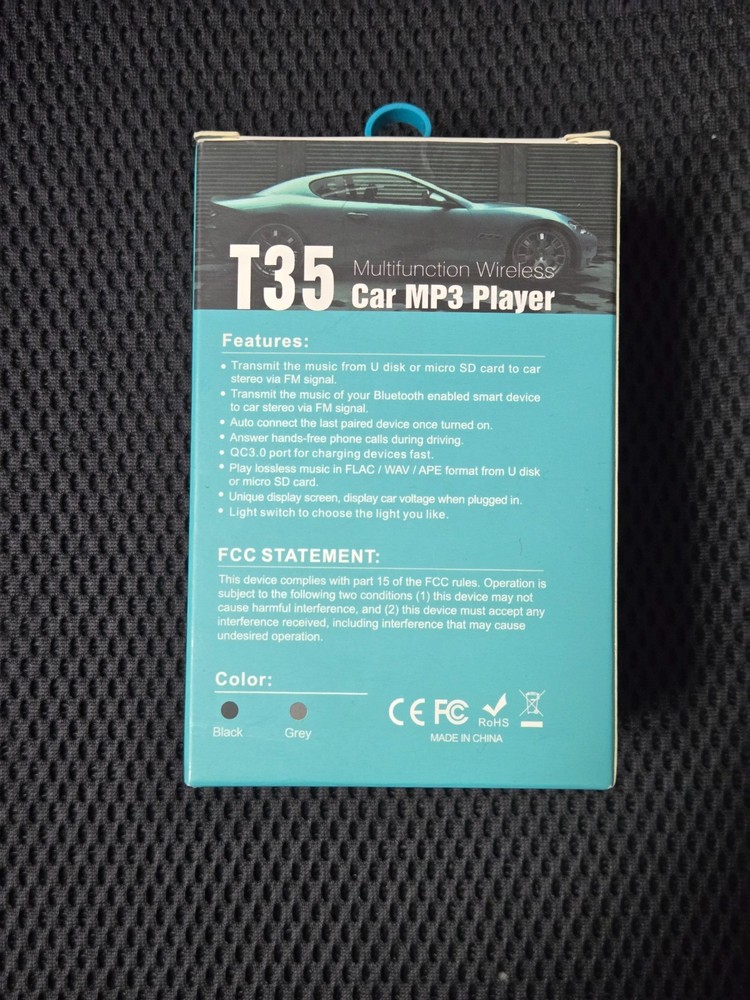 T35 Bluetooth Car FM Transmitter Wireless MP3 Player QC3.0 USB Charger Handsfree