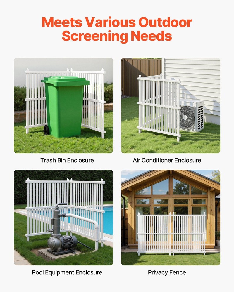 2-Panel Vinyl Privacy Screen 36x45in, Galv Stakes
