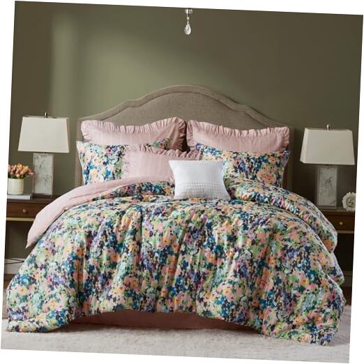 Comforter Set Cotton, Microfiber Reverse, Floral Reversible King Multicolor