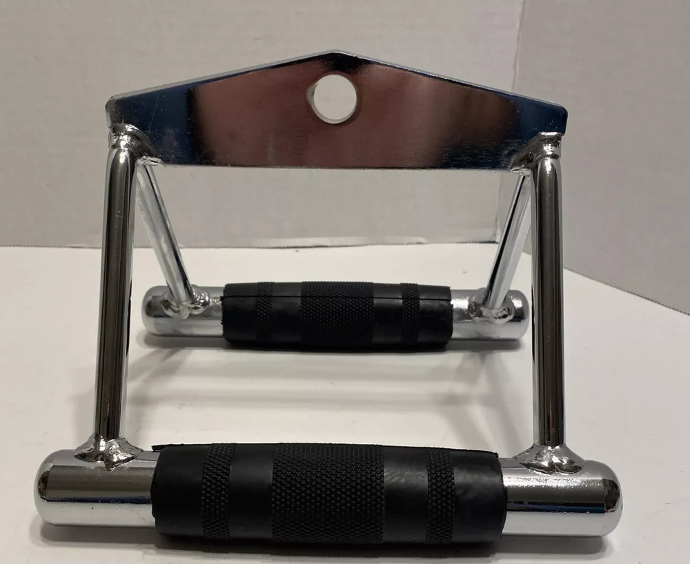 SINGLE Silver Pull Down V-Handle Bar Triceps Bicep Trainer Double Handle Gym Rod