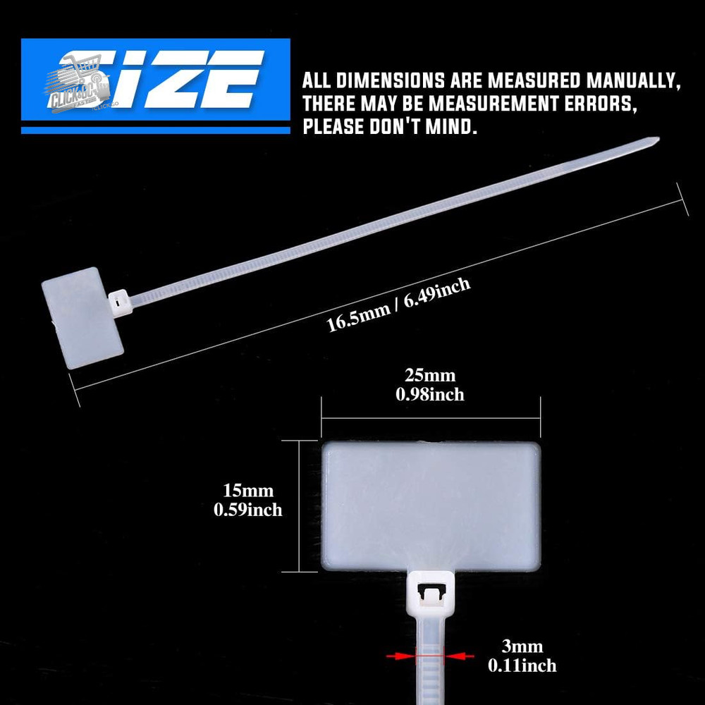 200 15.2cm Self-Locking Nylon Cable Ties, Writing Labels