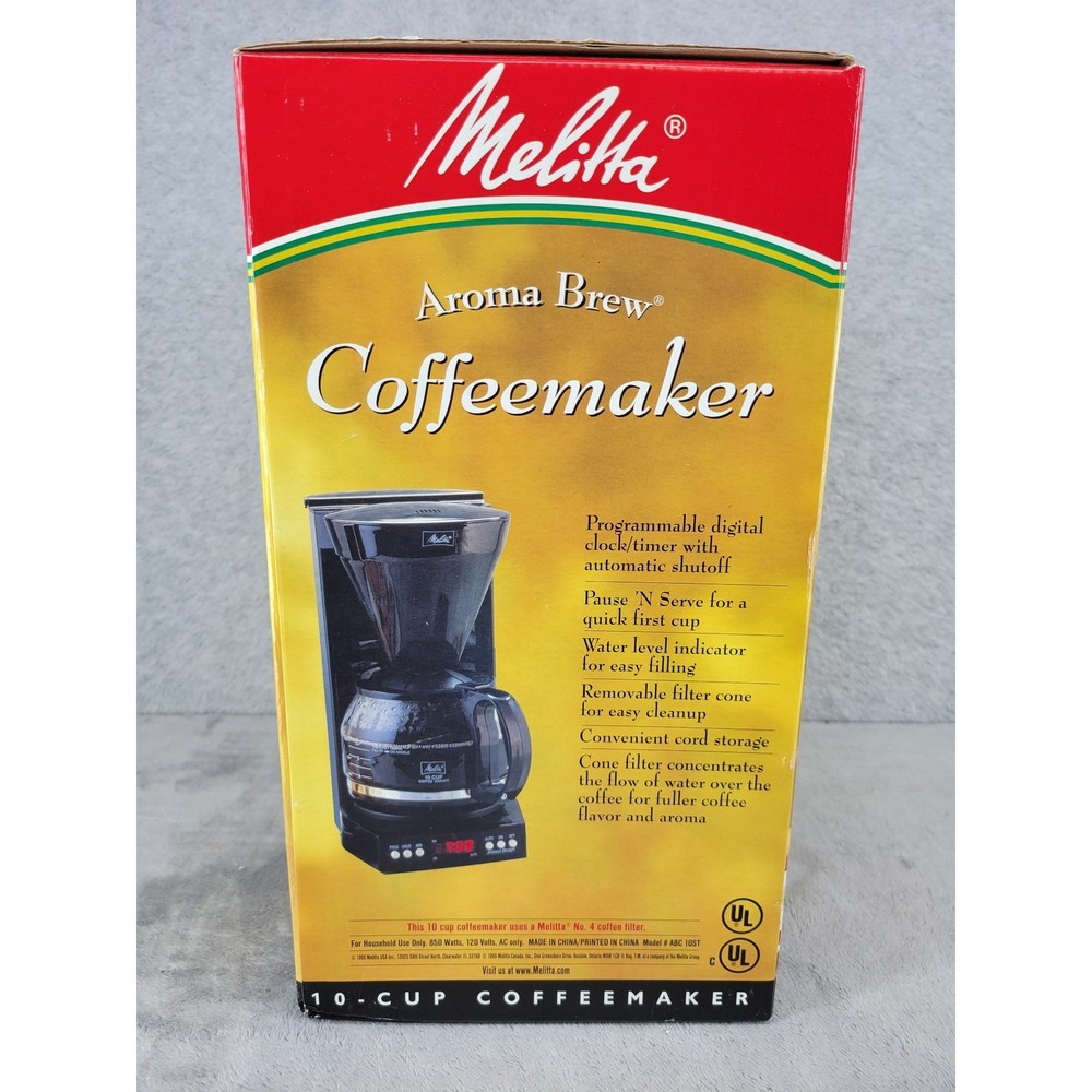 Melitta Aroma Brew 10 Cup Coffee Maker Programmable Digital Clock Timer White