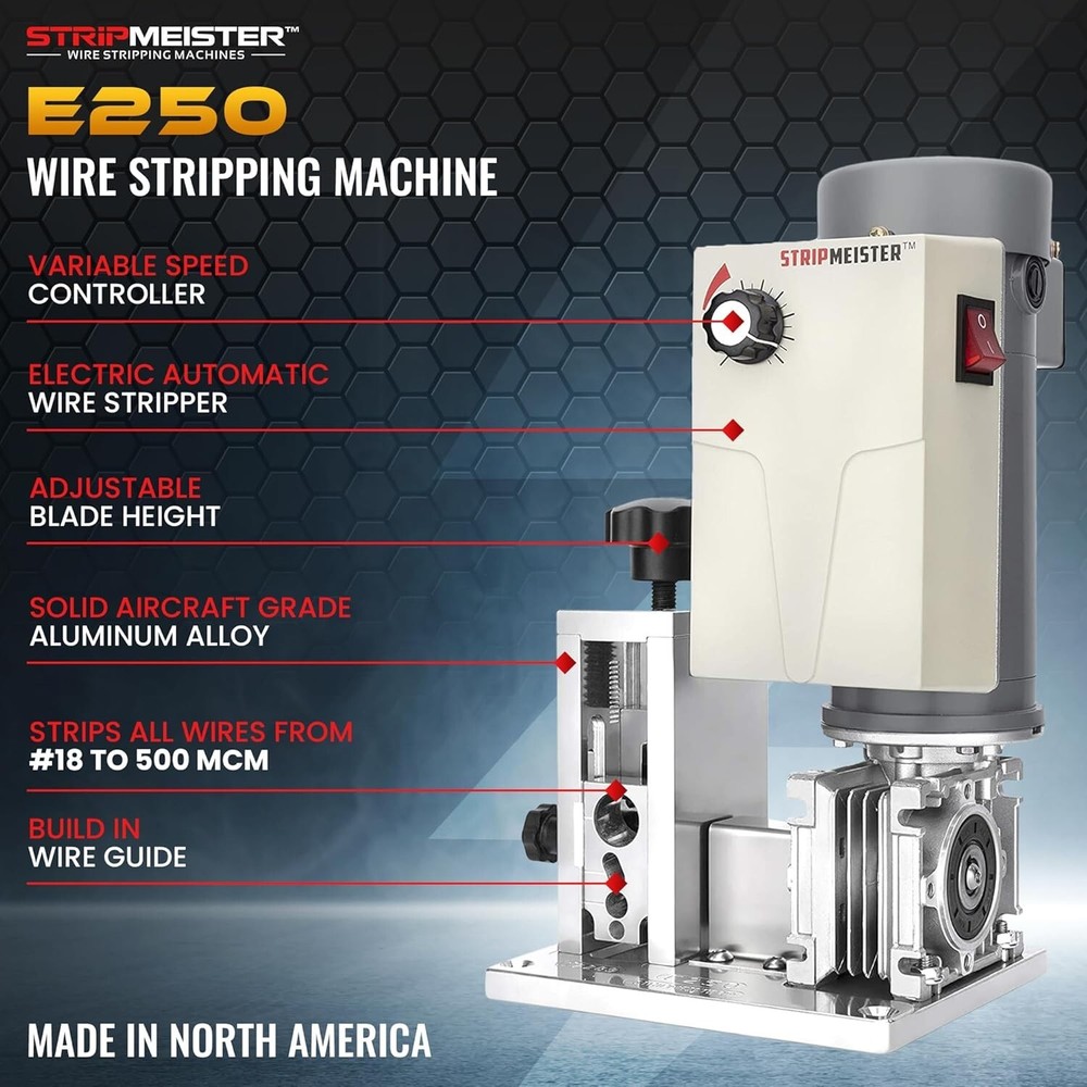 StripMeister E250 - Advanced Electric Cable Stripping Machine, Variable Speed