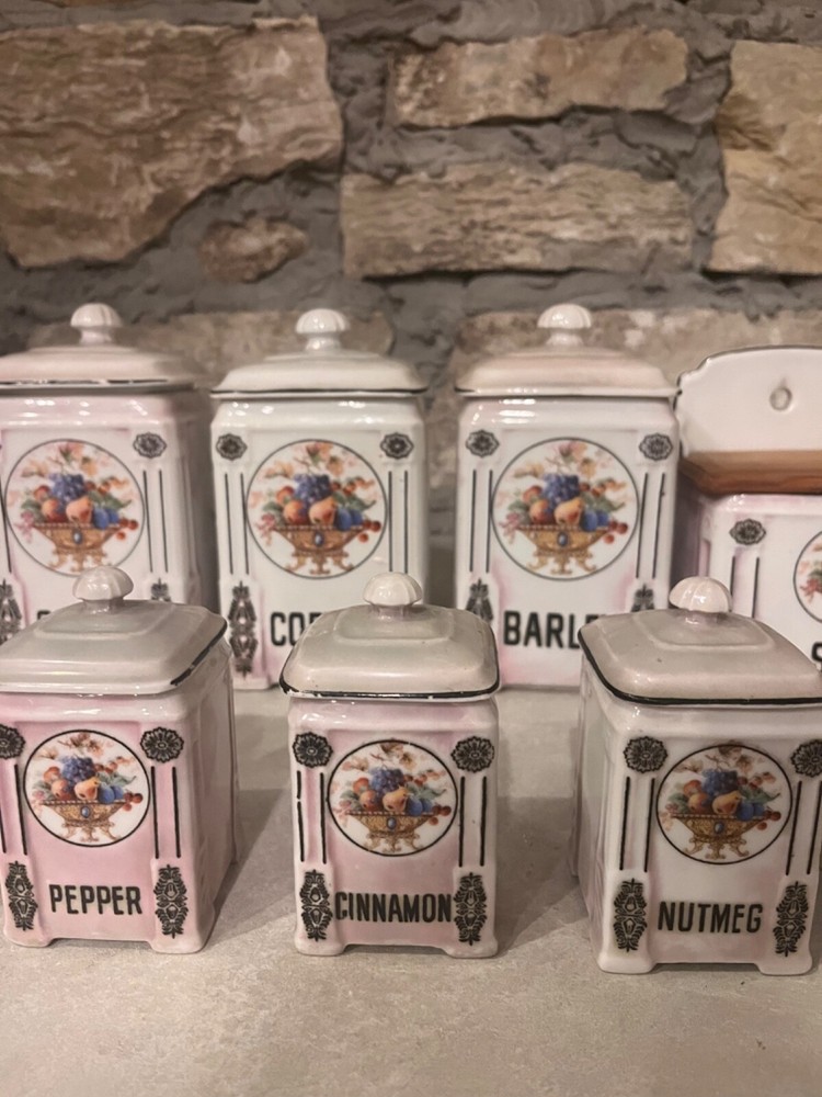 antique spice jar set vintage