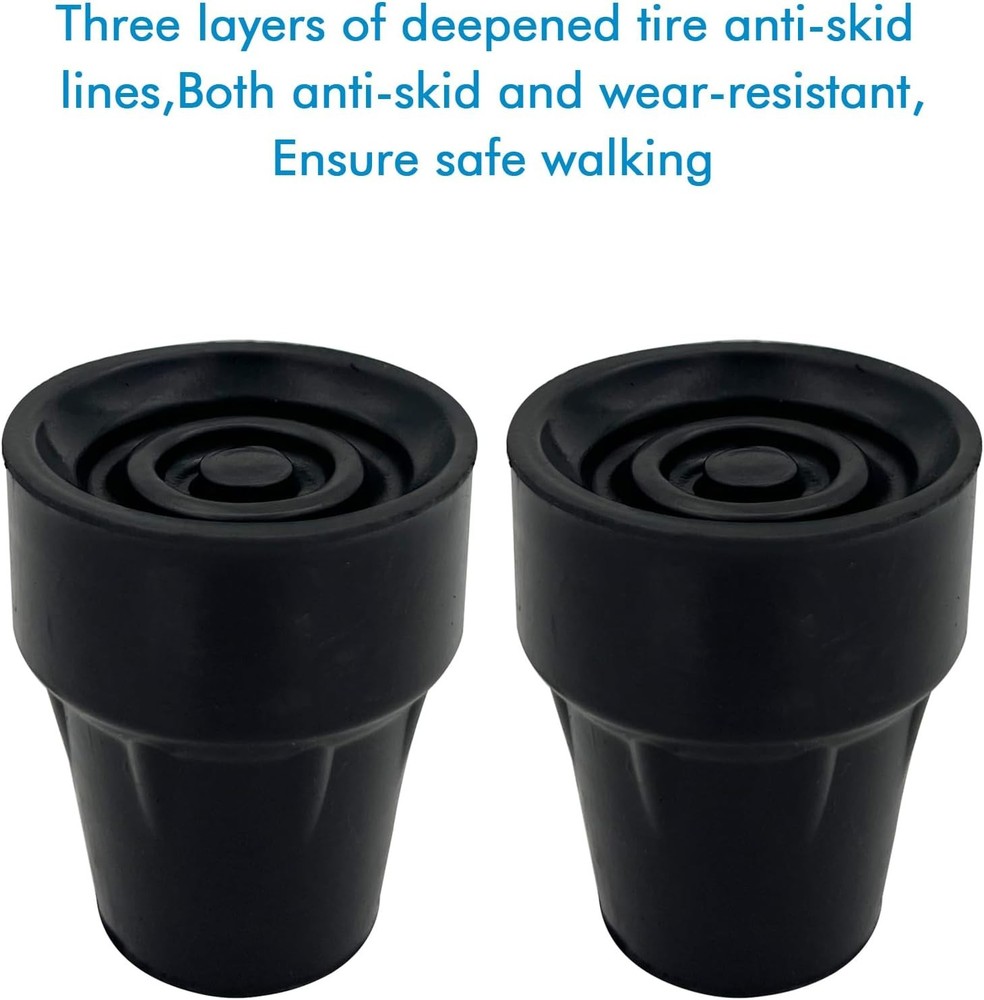 Replacement Cane Tips, 7/8 Inch, Black. (Pack of 2)