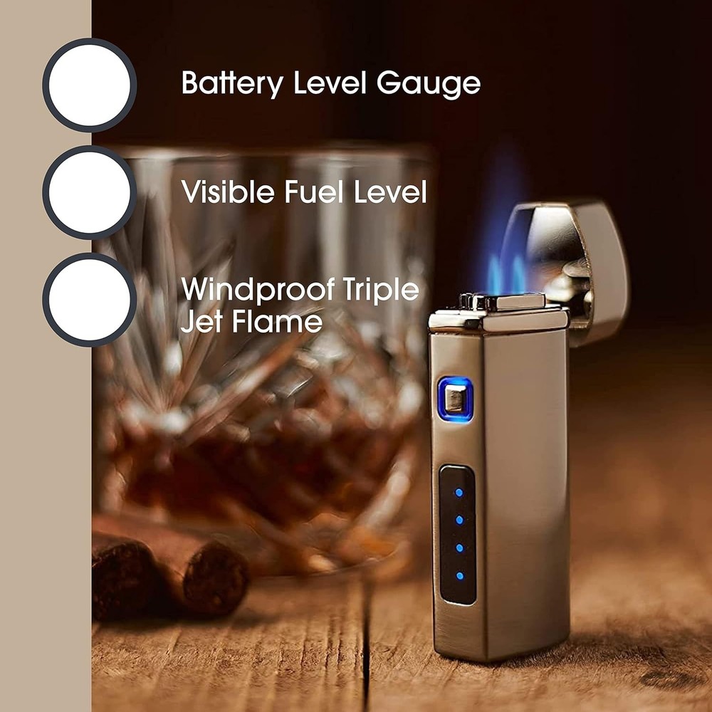 Torch Lighter - Electric Lighters Rechargeable - Triple Jet Flame, Refillable...