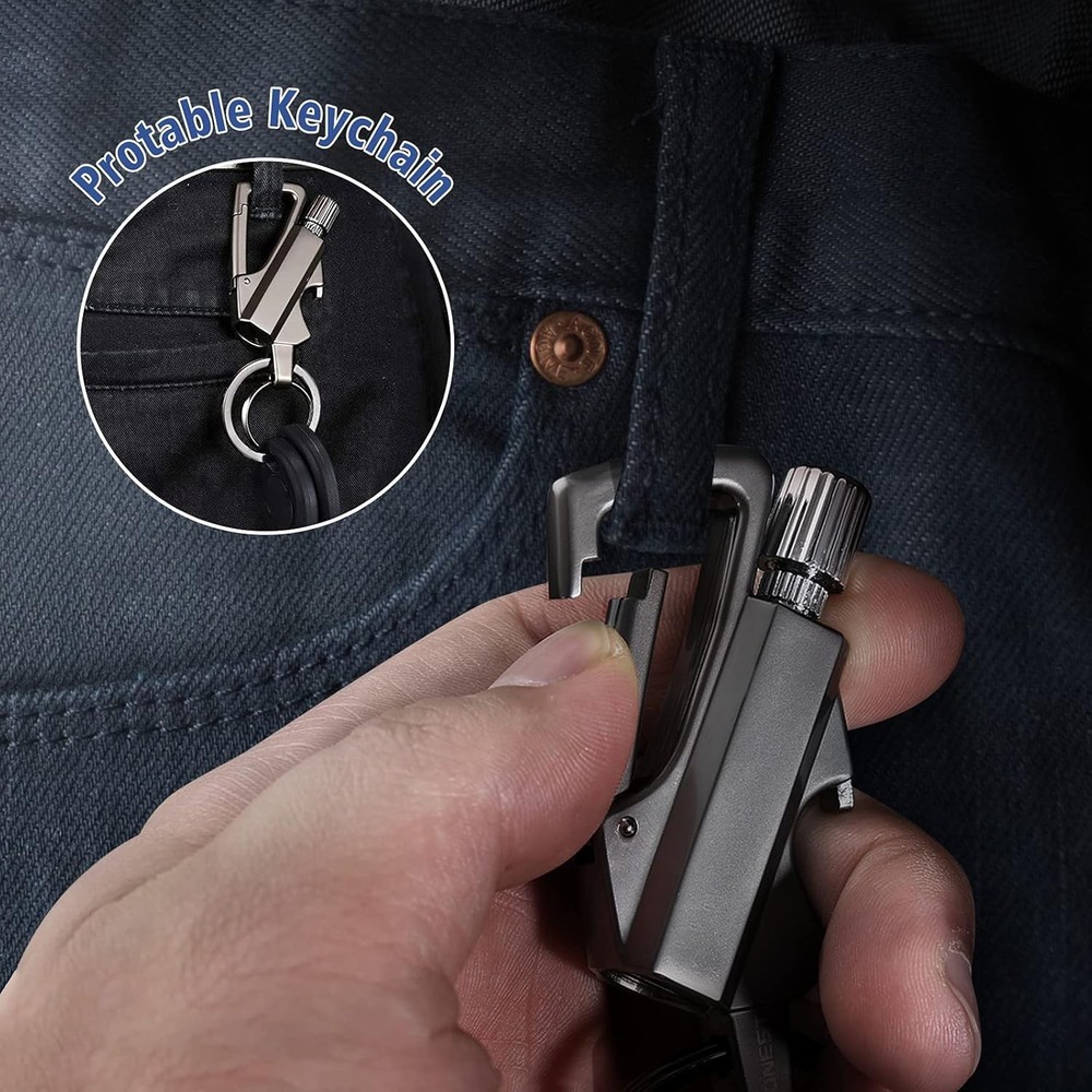 YUSUD 2 Pack Permanent Match Infinity Lighter with Multitool Grey and Gold